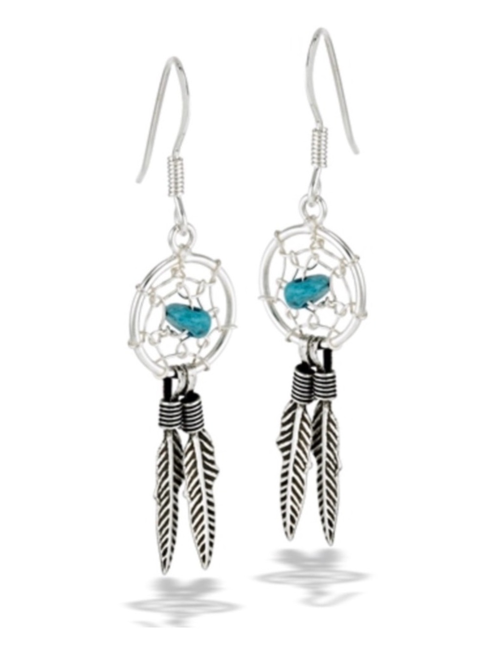 STERLING SILVER Dreamcatcher Earrings with Turquoise!